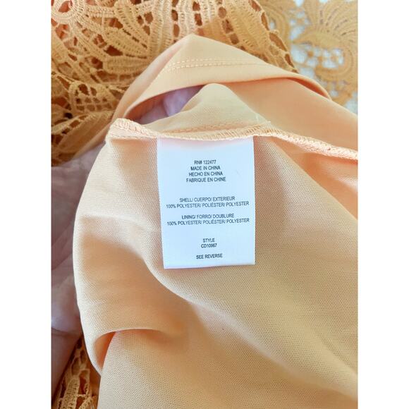 NSR | Lace Cut-Out Peek-a-Boo Midi Dress | Pastel Orange | Sz XS - Picture 9 of 10